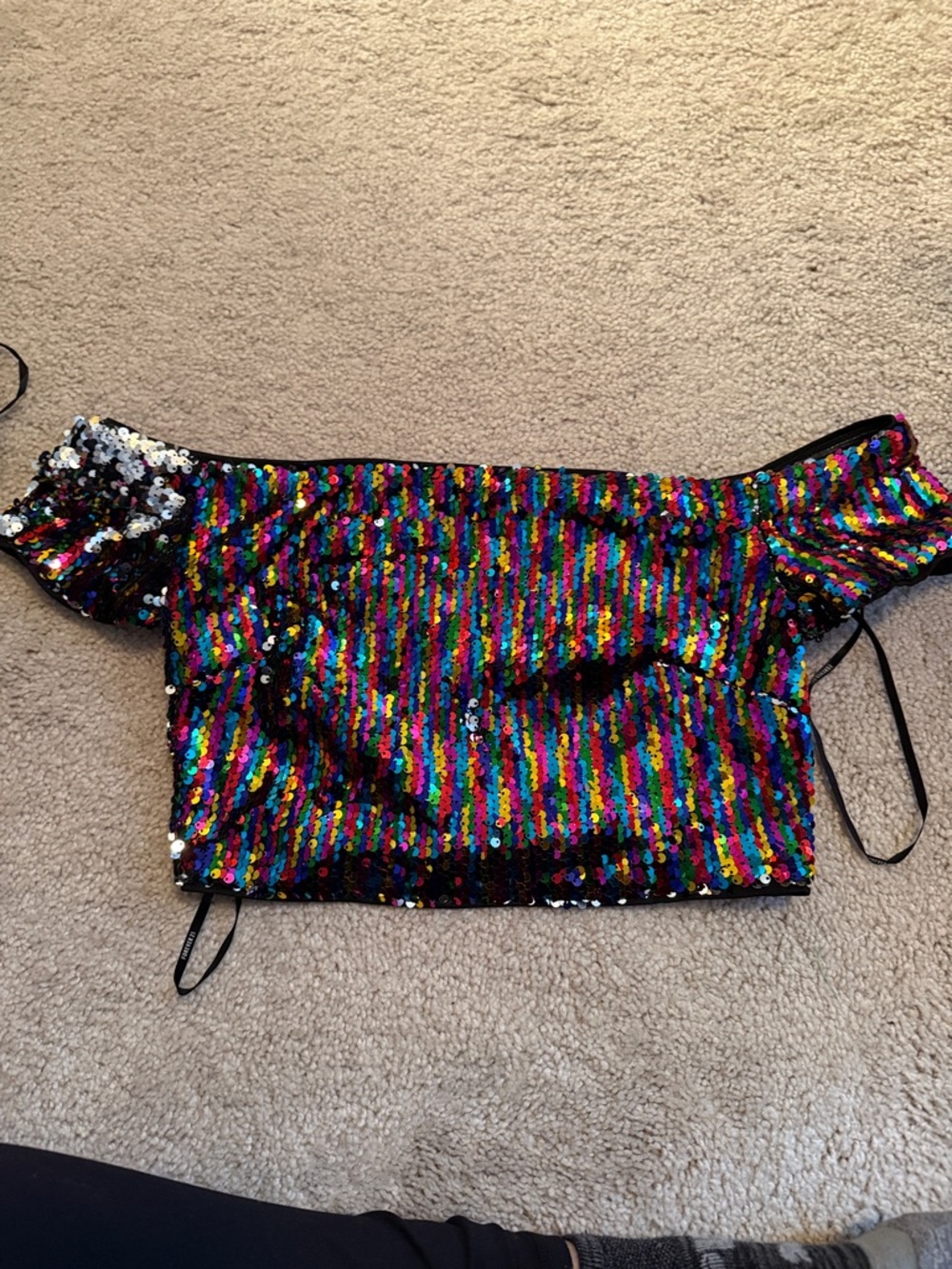 Forever 21 Multicolor Sequin Off-Shoulder Crop Top